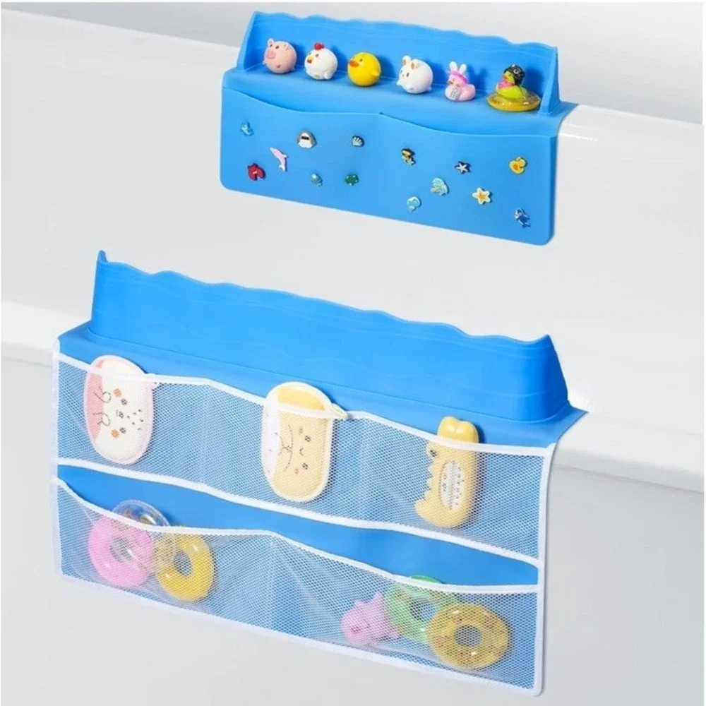 Ikkle Splash Guard For Bathtub Silicon Kids Bath Tub Shelf And Organizer